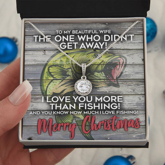 Funny Christmas Gift Necklace And Gift Box For A Fisherman's Wife, The One Who Didn't Get Away